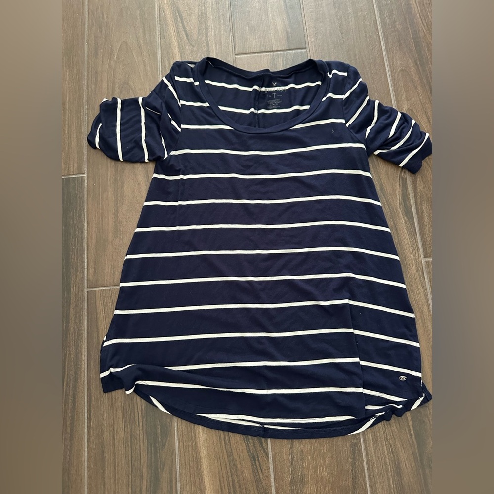 American Eagle Outfitters navy and white  Striped Women's soft and sexy T